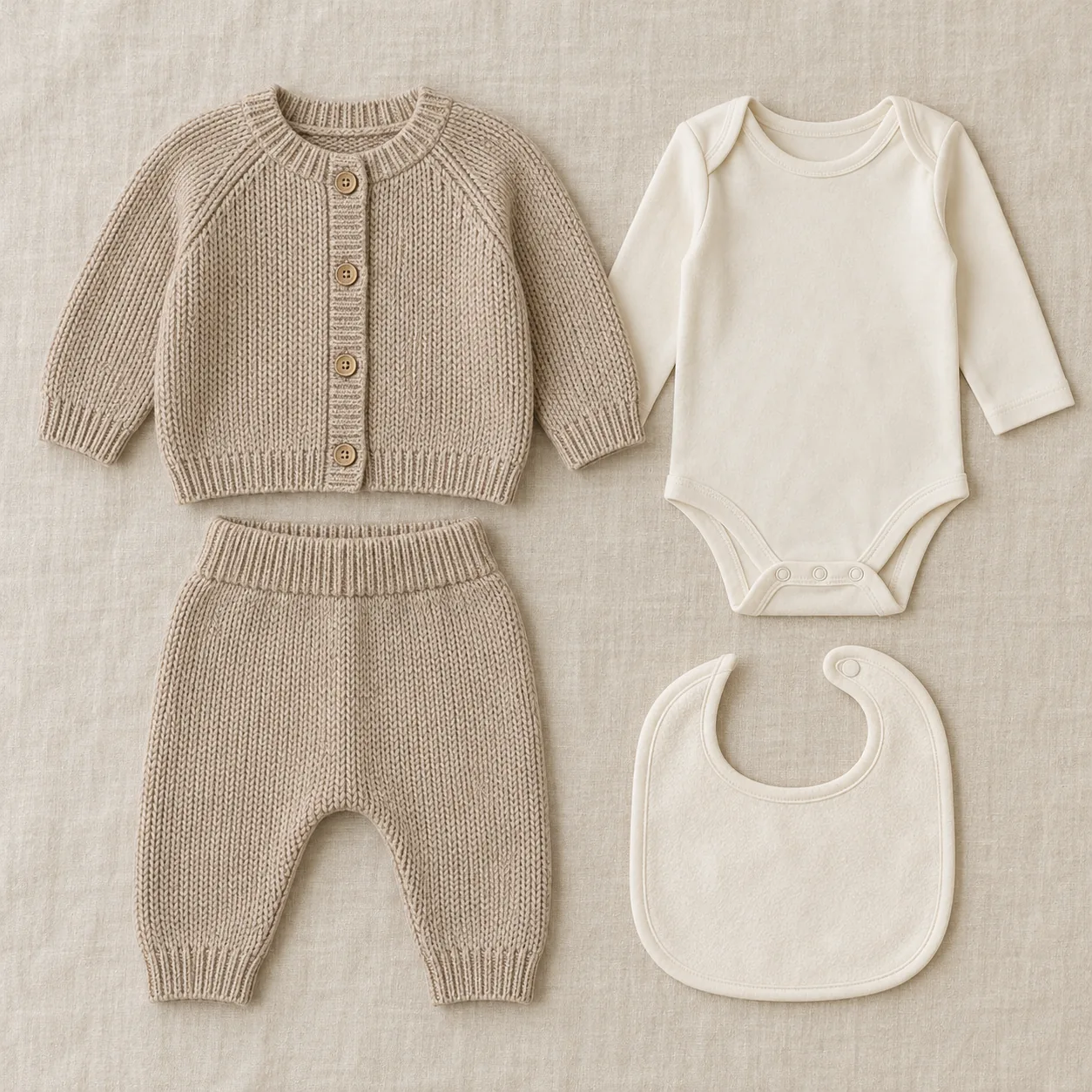 Oat Knit Four-Piece Set — Oat / Cream