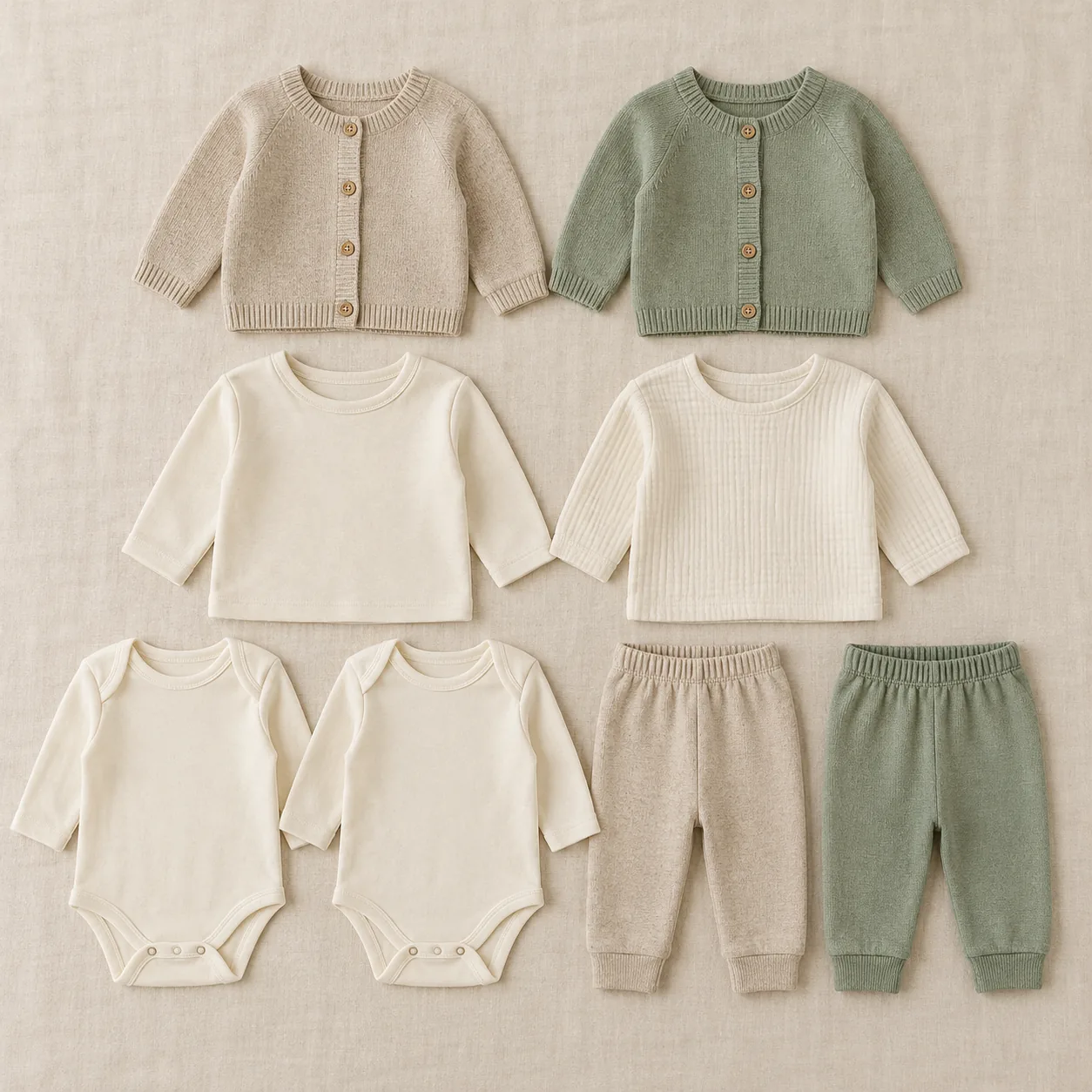 Four Seasons Layering Eight-Piece Set — Cream / Oat / Sage